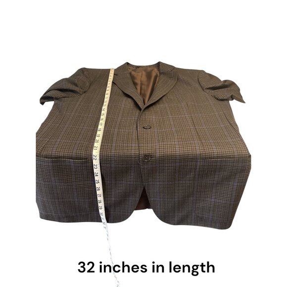 Ermenegildo Zegna Mens Brown Plaid Wool Blazer Jacket Size 46R Made In Spain - Picture 13 of 15
